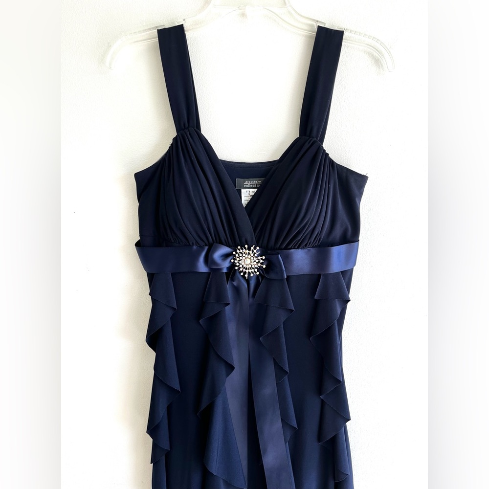 Dressbarn Collection blue flap dress sleeveless padded with crystal Christmas